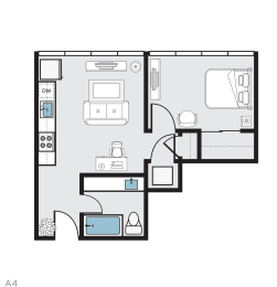 A4 Floor Plan at THE MOD AT MIDTOWN Apartments, SACRAMENTO