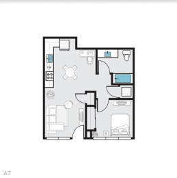 A7 Floor Plan at THE MOD AT MIDTOWN Apartments, SACRAMENTO, 90028