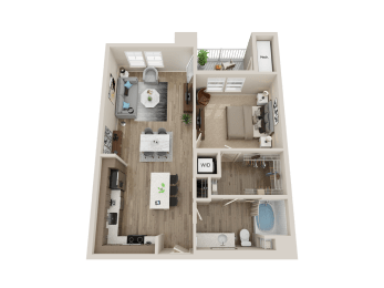 One bedroom floor plan l Sacramento CA Apartment Rentals