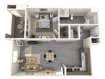 One bedroom floor plan at ARISTA APARTMENT HOMES, Las Vegas, NV