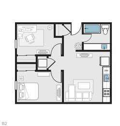 B2 Floor Plan AT MIDTOWN Apartments, SACRAMENTO, CA