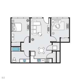 B3 Floor Plan at THE MOD AT MIDTOWN Apartments, California, 90028