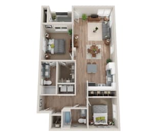 a bedroom floor plan of a 2100 sq ft apartment at BASE APARTMENT HOMES, LAS VEGAS, NV 89166