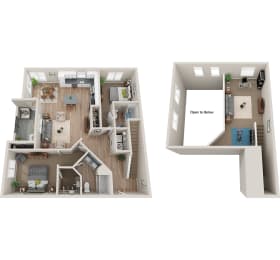 a floor plan of a house with a bedroom and a living room at BASE APARTMENT HOMES, LAS VEGAS
