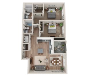 a stylized floor plan with a bedroom and living room at BASE APARTMENT HOMES, Nevada, 89166