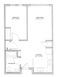 1 Bed 1 Bath Floor Plan at Bridge Meadows Beaverton 55+, Beaverton
