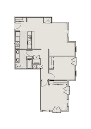 Bell Tower Old Town Square 2D 1 bedroom floor plan