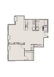 Bell Tower Old Town Square 2D 1 bedroom floor plan
