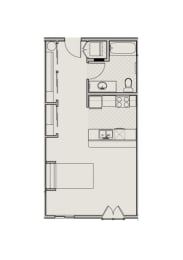 Bell Tower at Old Town Square 2D studio floor plan