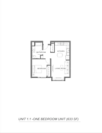 1B1B Floor Plan at Bridge Meadows Redmond Apartments, Redmond, Oregon