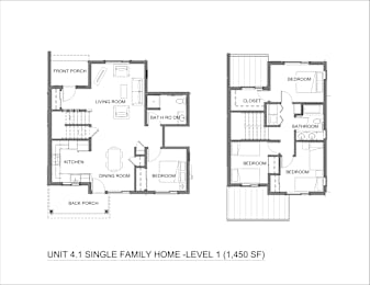 4Bed 2Bath Floor Plan at Bridge Meadows Redmond Apartments, Redmond, OR