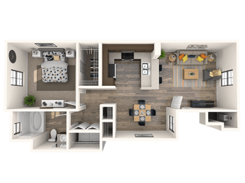 Bristol Floor Plan at EVERETT APARTMENT HOMES, Las Vegas, 89113