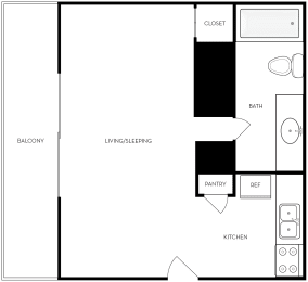 0x1 Carnegie Floor Plan, Park Capitol Apartments for rent in Salt Lake City, Utah