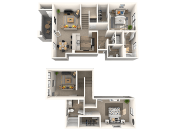 Kingston Floor Plan at EVERETT APARTMENT HOMES, Las Vegas, NV, 89113