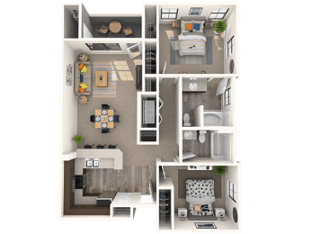 Two bedroom floor plan at EVERETT APARTMENT HOMES, Nevada, 89113