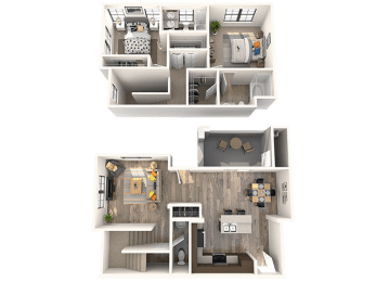 Newport Floor Plan at EVERETT APARTMENT HOMES, Las Vegas, 89113