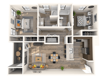 Two bedroom floor plan at EVERETT APARTMENT HOMES, Las Vegas, 89113