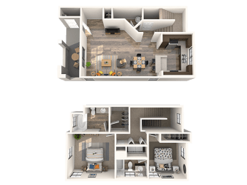 Stoneham Floor Plan at EVERETT APARTMENT HOMES, Nevada, 89113