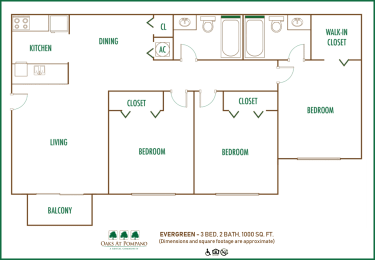Oaks at Pompano 3 bedroom 2D floor plan