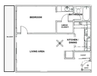 One bedroom floor plan at FAYETTE ARMS, MOUNTAIN VIEW, 94040