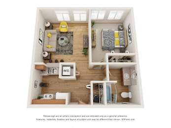 Main Street Floor Plan at Fairview Village Apartments, Fairview, Oregon