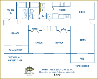 Marbrisa Apartments 3 bedroom 2D floor plan at Marbrisa Apartments, Miami Gardens, 33014
