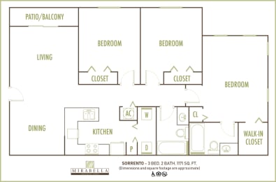 Mirabella Apartments 3 bedroom 2D floor plan