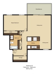 a floor plan of two bedrooms with a bathroom and a living room at Whisperwood, Washington 98168