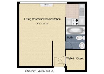 Studio 1 bath at Tabco Towers Apartments, Towson