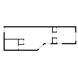 A black and white drawing of a floor plan.