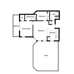 A black and white image of a house floor plan.