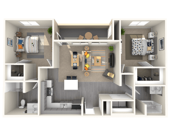 Two bedroom floor plan 1104 square feet