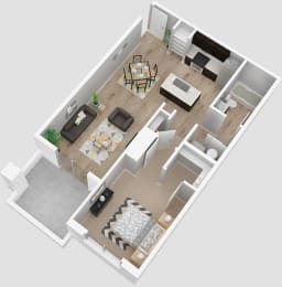 Park Place Reno 1x1 A 3D floor plan