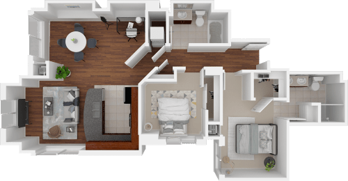 Unit-1 two bedroom floor plan