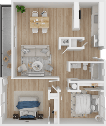 Two bedroom floor plan at The Edge on the Boulevard, California