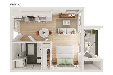 Studio 1 bath Floor Plan at Luella, Sacramento, CA, 95811