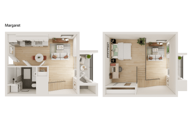 1 bed 1 bath Floor Plan A at Luella, Sacramento, CA, 95811