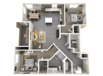 Two bedroom floor plan at ARISTA APARTMENT HOMES, Las Vegas, NV, 89183