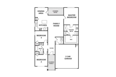a typical floor plan of a house with bedrooms and bathrooms