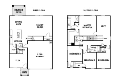 a floor plan of a house with two bedrooms and a living room