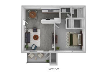 a stylized floor plan of a 1 bedroom192 sq ft
