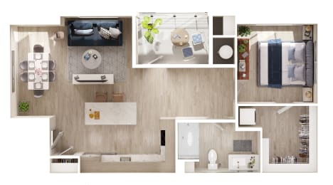 a floor plan of a 1 bedroom apartment at the residences at silver hill in suitland,