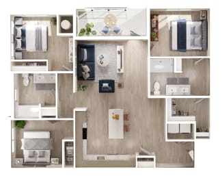 a floor plan of a 1 bedroom apartment at the crossings at white marsh apartments in white marsh