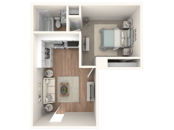 a floor plan of a 1 bedroom apartment
