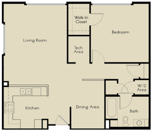 Floor Plan  1 bed  1 Bath 883-942 square feet floor plan A