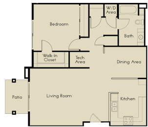 Floor Plan  1 bed  1 Bath 976 square feet floor plan C