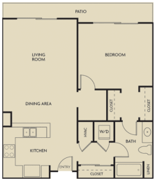 1 bed  1 Bath 832-835 square feet floor plan D