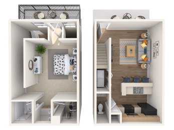 TH1, 1 br, 1.5 ba, 736 sq. ft.
