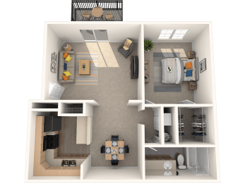  Floor Plan 1 Bed - 1 Bath