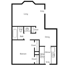 Floor Plan 1 BED | 1 BATH